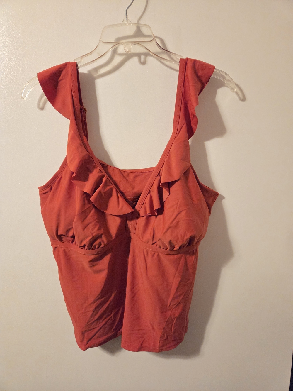 Time and Tru Burnt Orange Ruffle Swim Camisole